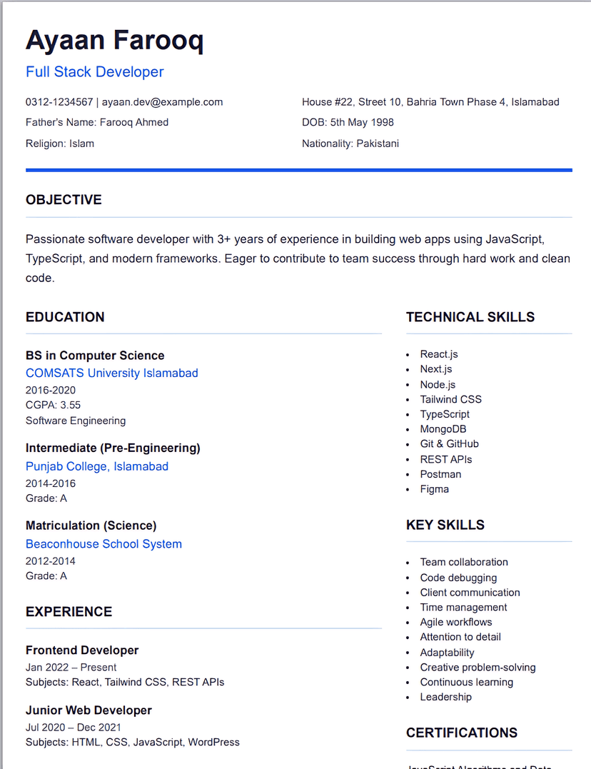 Corporate Classic Layout